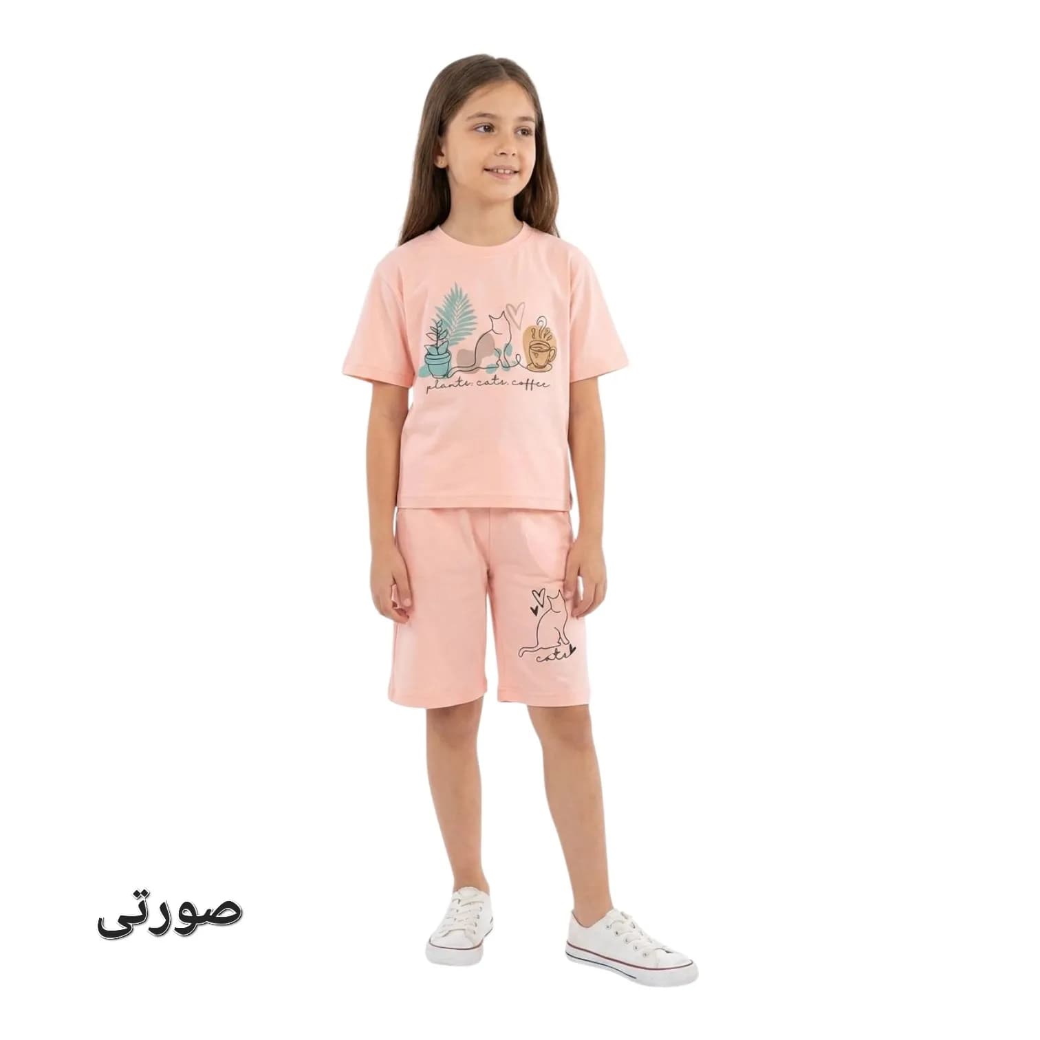 تیشرت شلوارک دخترانه گربه فنجان — تصویر ۶