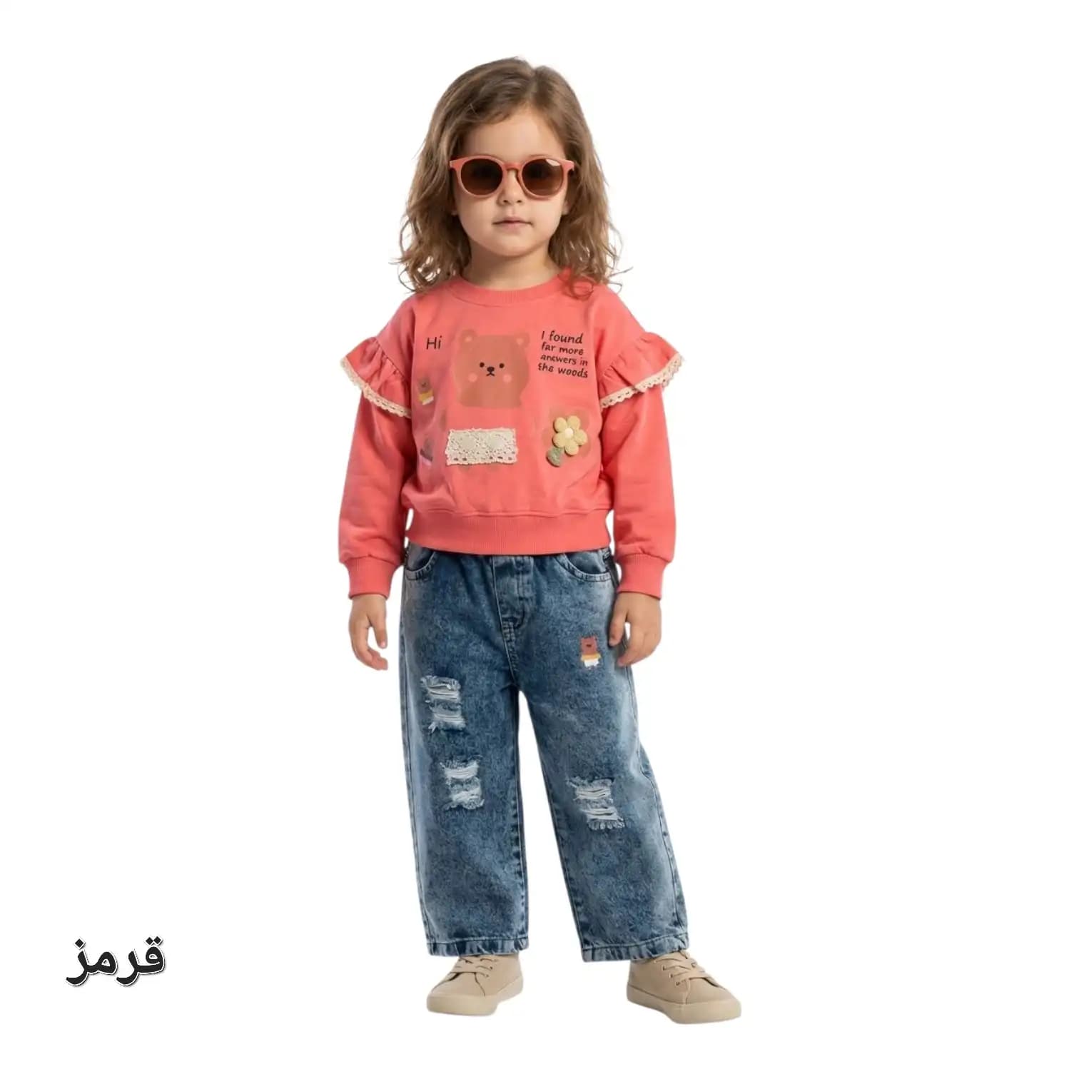 بلوز شلوار دخترانه خرس و گل — تصویر ۵