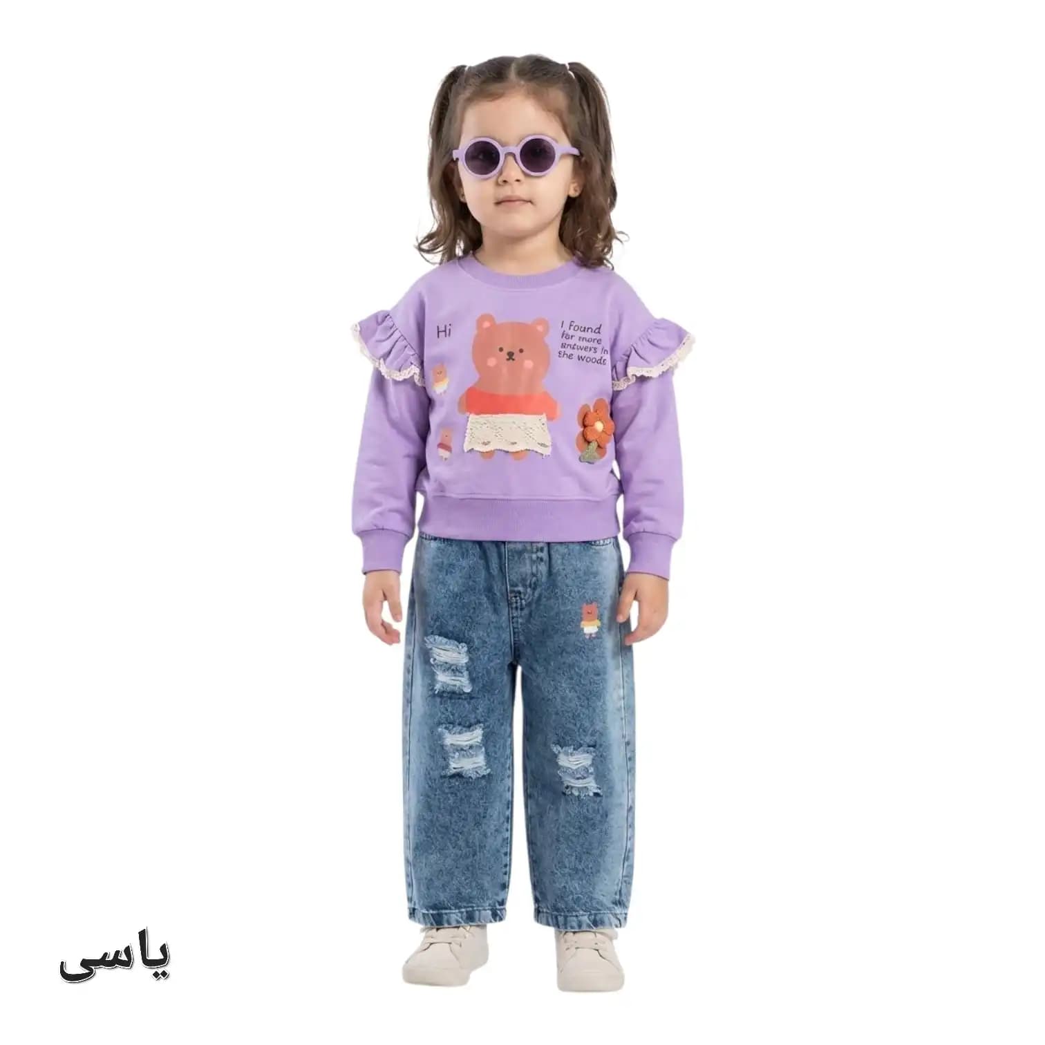 بلوز شلوار دخترانه خرس و گل — تصویر ۸