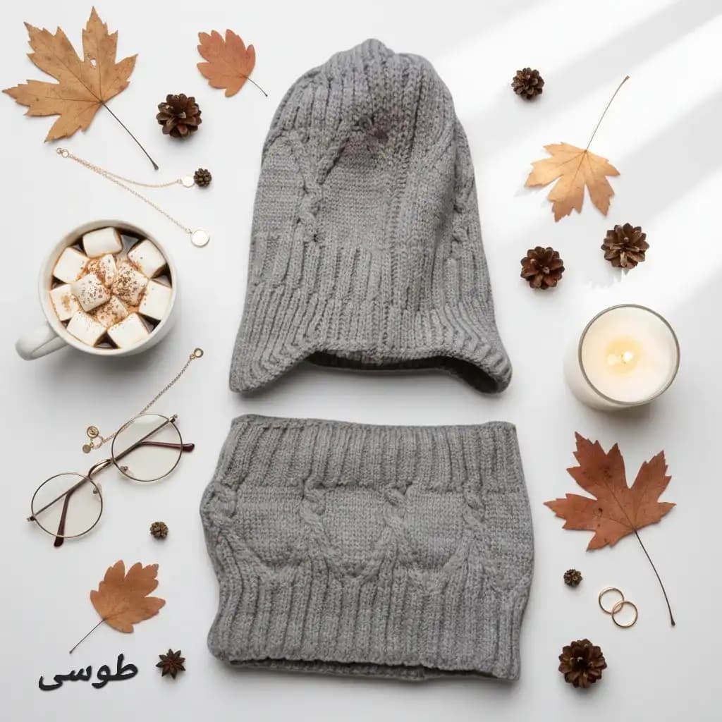 ست شال رینگی و کلاه دولایه 3103 — تصویر ۸