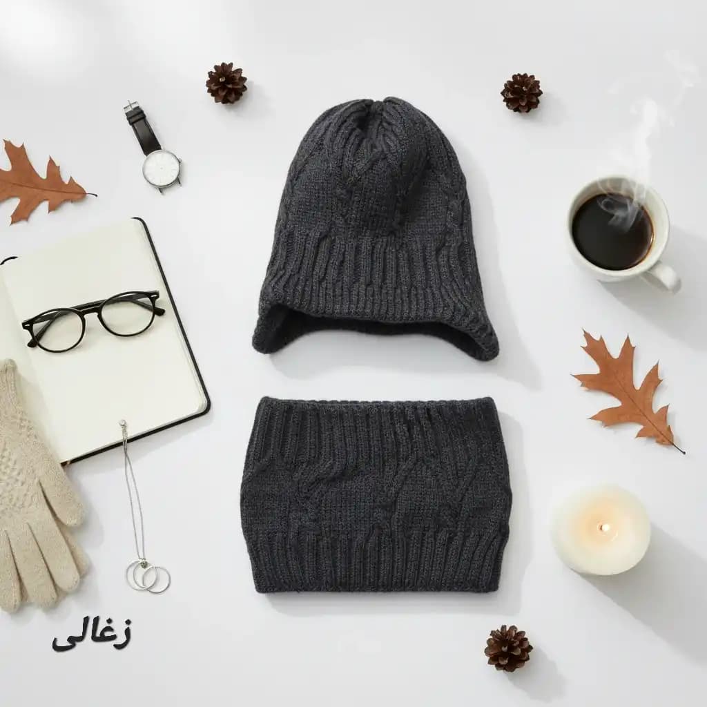 ست شال رینگی و کلاه دولایه 3103 — تصویر ۱۲