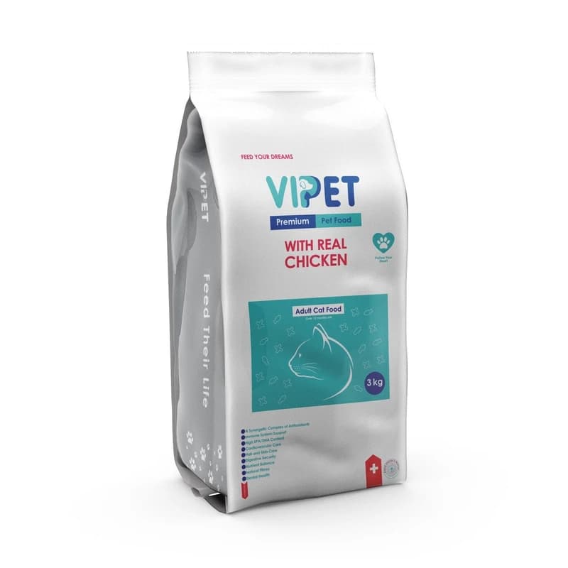 غذا خشک گربه بالغ وی پت VPET طعم مرغ وزن 3 کیلوگرم