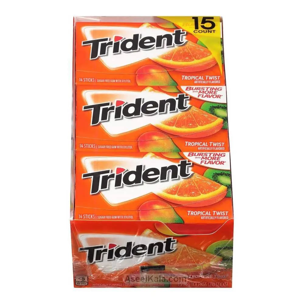 آدامس تریدنت میوه های استوایی بسته ای 12 عددی – TRIDENT — تصویر ۲