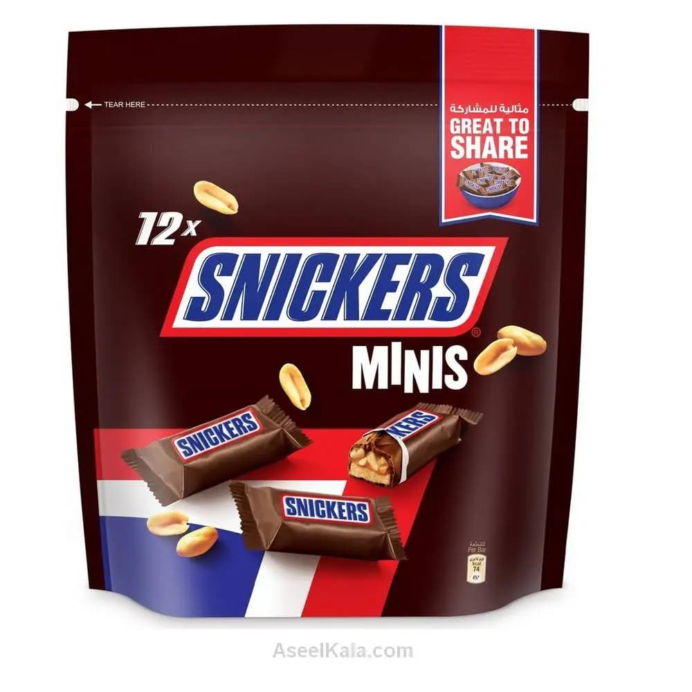 شکلات اسنیکرز مینی پاکتی بسته 12 عددی – Snickers