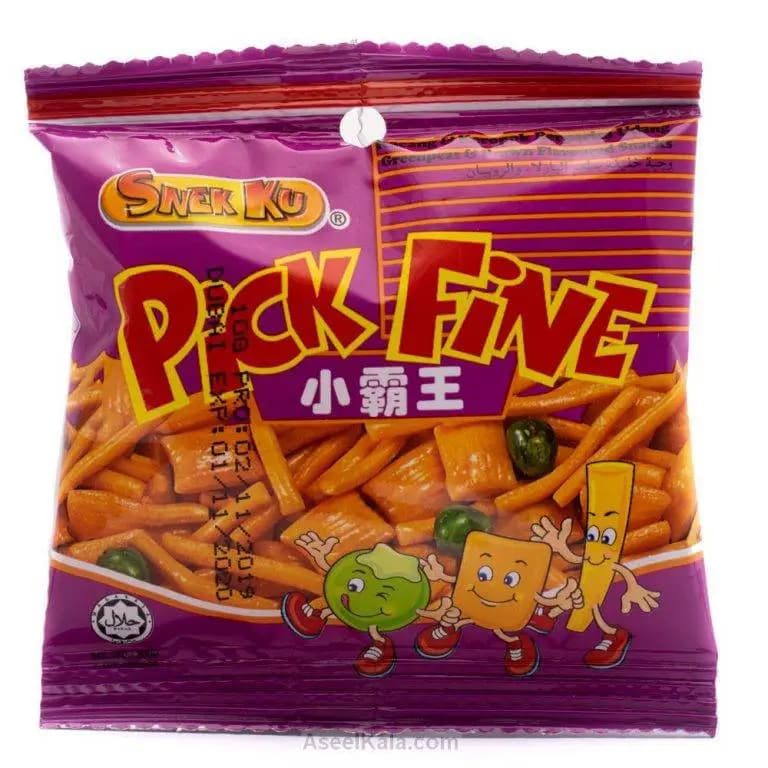 چیپس مخلوط مرغ ، میگو و نخود فرنگی مدل پیک فاین بسته 50 عددی – Snek Ku — تصویر ۳