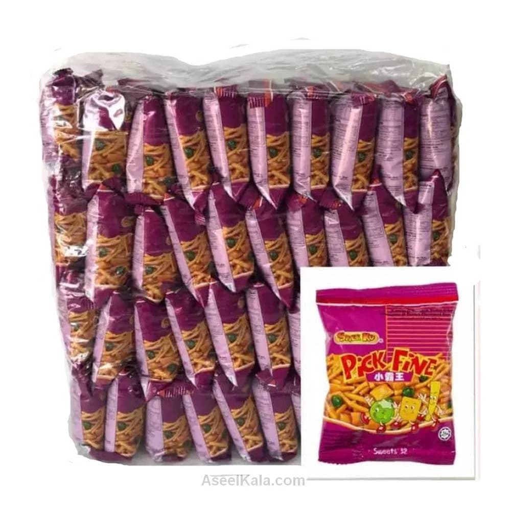 چیپس مخلوط مرغ ، میگو و نخود فرنگی مدل پیک فاین بسته 50 عددی – Snek Ku — تصویر ۲