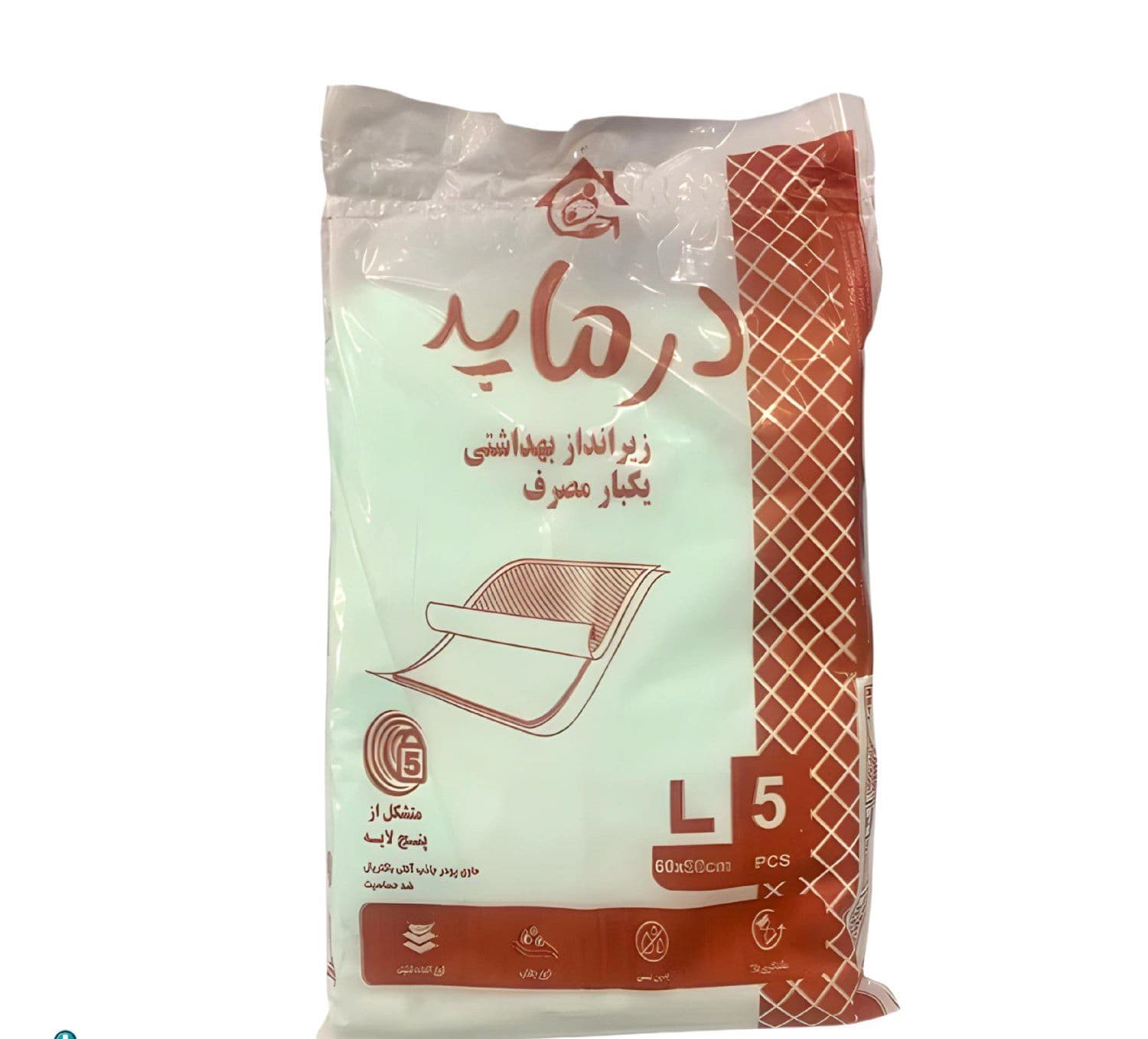 پد جذب کننده ادرار درما بسته 5 عدد 60*90 — تصویر ۲