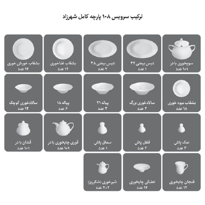سرویس چینی 108 پارچه شهرزاد پرنسس درجه 1 زرین — تصویر ۴