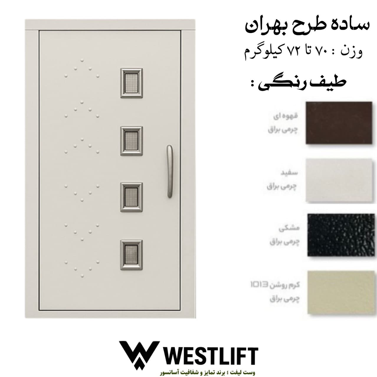 درب لولایی ساده طرح بهران – 70تا 72 کیلو – کیفیت ممـــتاز — تصویر ۲