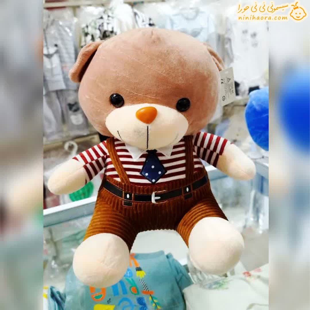 عروسک خرس کرواتی لباس راه راه نانو — تصویر ۵