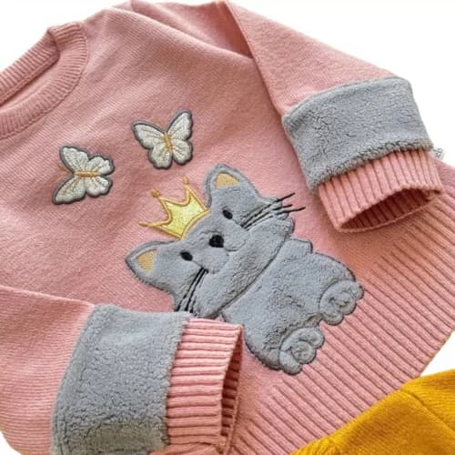 بلوز بافت دخترانه گربه سیبافت — تصویر ۵