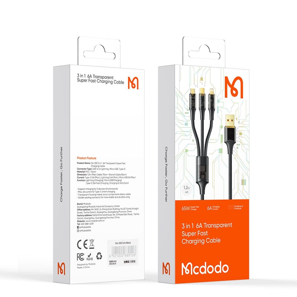 کابلusb به میکروUsb تایپ سی مک دودو مدلCA-3330