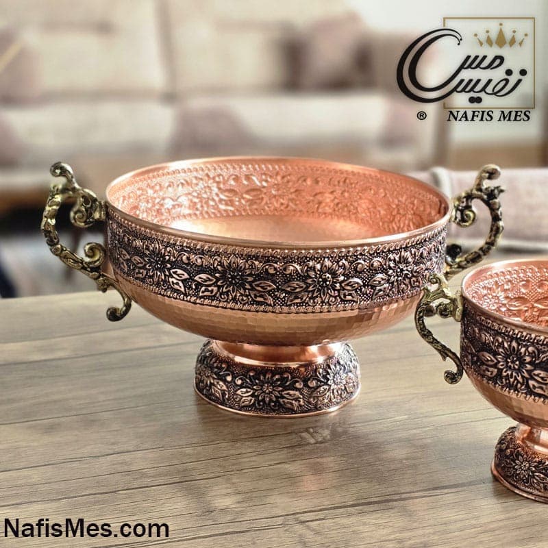 ظرف پذیرایی مسی مینیمال طرح قدحی ( میوه ، آجیل و شکلات خوری ) ساخت زنجان — تصویر ۱۱