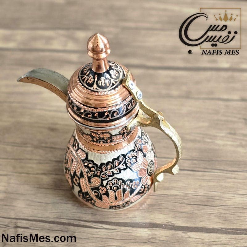 دله عربی مسی نقره کوبی شده ساخت زنجان — تصویر ۵