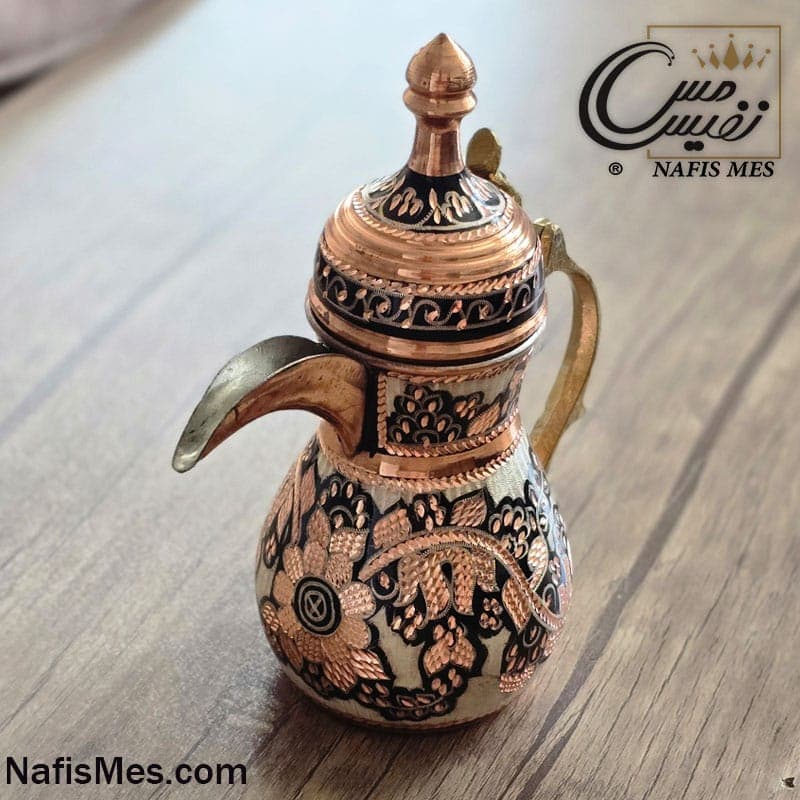 دله عربی مسی نقره کوبی شده ساخت زنجان — تصویر ۴