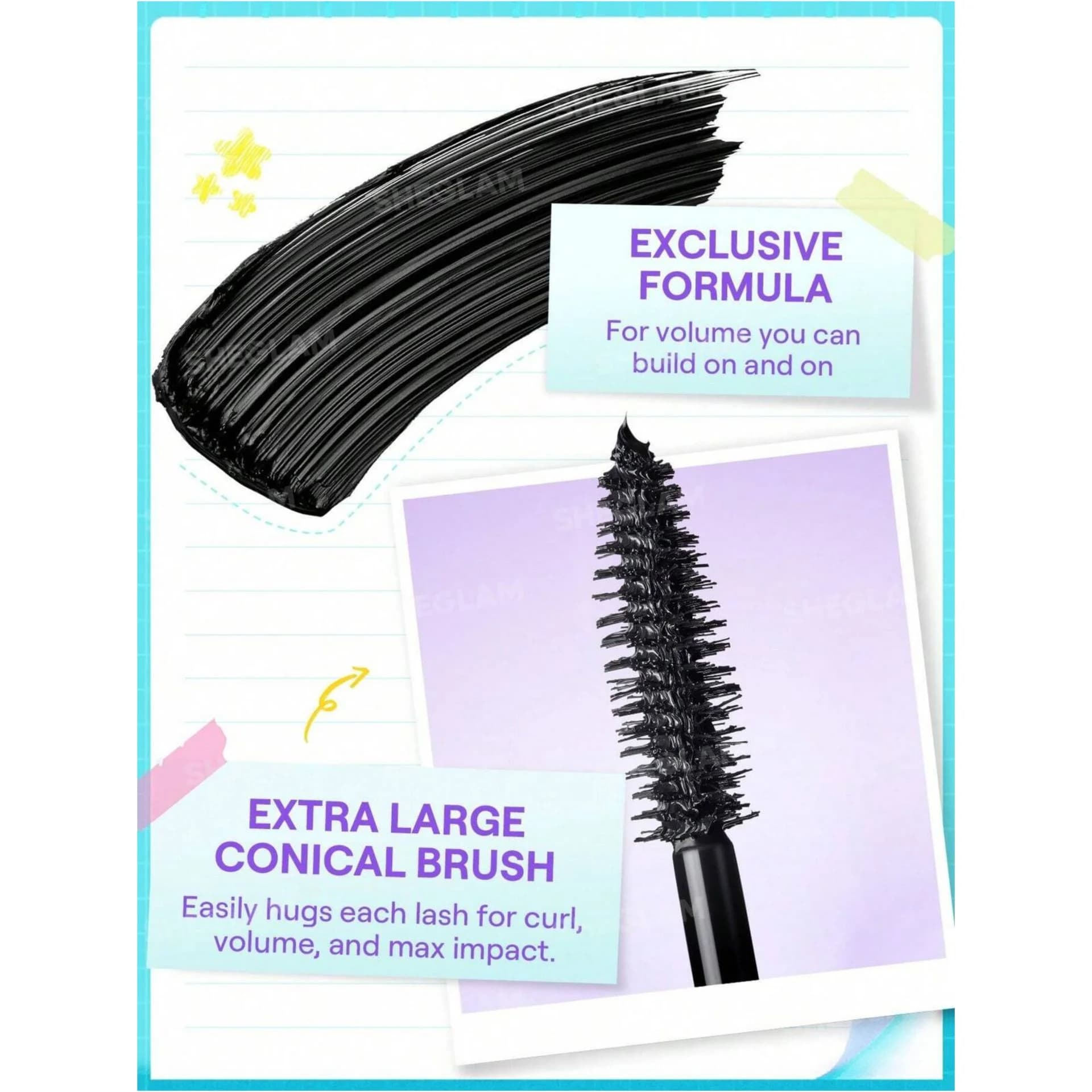 ریمل حجم دهنده شیگلم SHEGLAM مدل Lashlighter Mega Boost — تصویر ۹