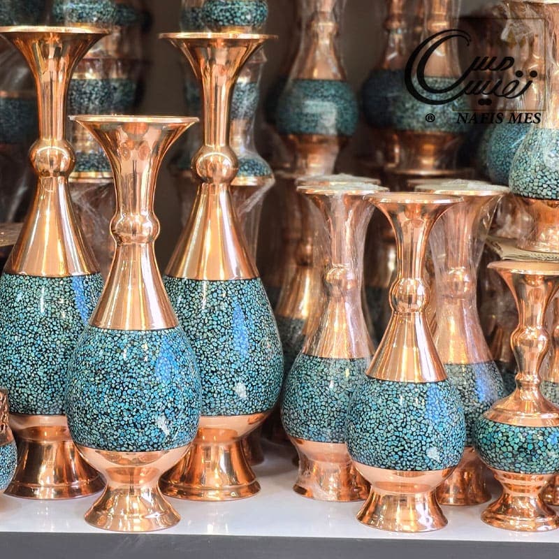 گلدان فیروزه کوبی 20 سانتی ( امکان ساخت جعبه کادوئی با سلیقه شما )