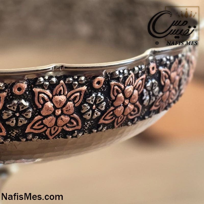 میوه خوری پایه بلند کروم فاخر طرح تراش — تصویر ۲