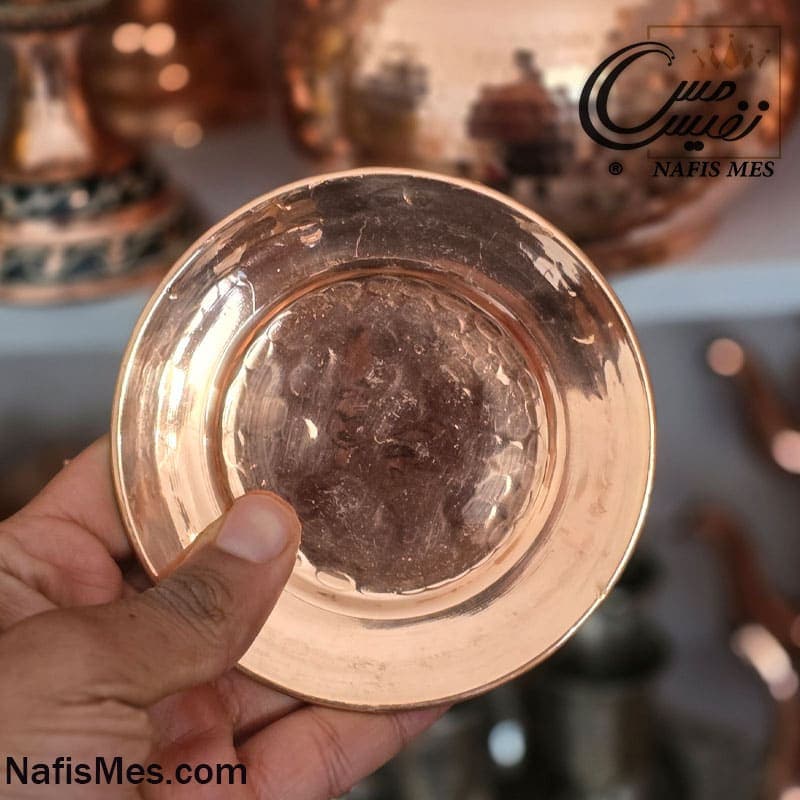 استکان و نعلبکی مسی کمر باریک چکشی — تصویر ۴