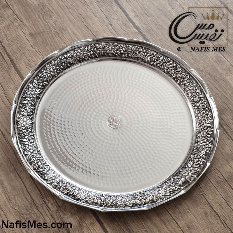 سینی کروم گرد چکشی نفیس گل — تصویر ۵
