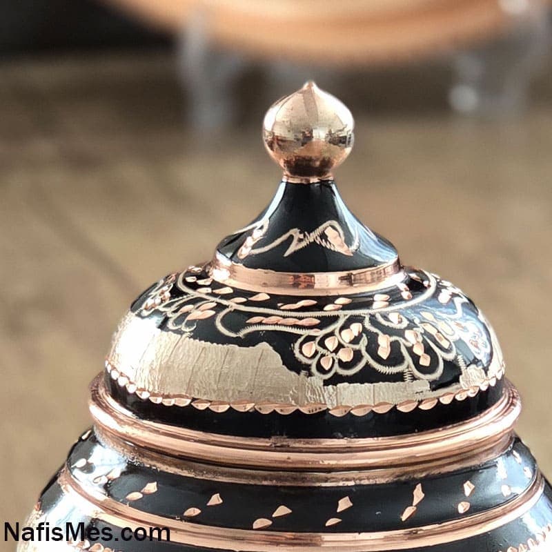 قندان مسی نقره کوب پایه دار مدل سویل — تصویر ۶