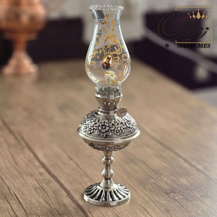 چراغ گرد سوز کروم طرح قاجاری رزگلد — تصویر ۲