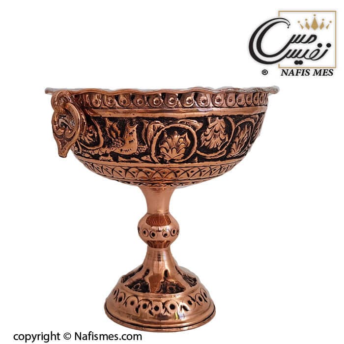 آجیل خوری مسی قلم کاری پایه دار سایز 20 — تصویر ۸