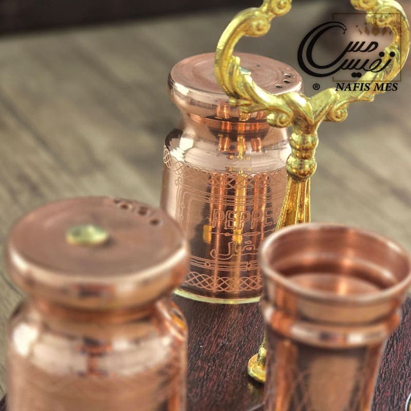 سرویس نمک و فلفل پاش 5 پارچه مسی طرح ستین — تصویر ۸