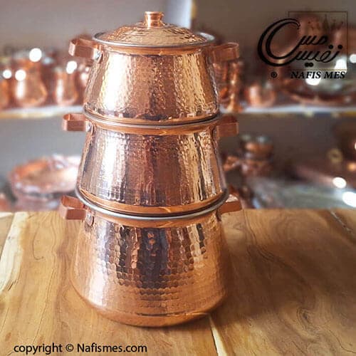 دیگچه نوزادی مسی دسته دار چکشی تولید زنجان ( 3 سایز ) — تصویر ۶