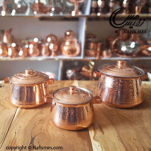 دیگچه نوزادی مسی دسته دار چکشی تولید زنجان ( 3 سایز ) — تصویر ۴