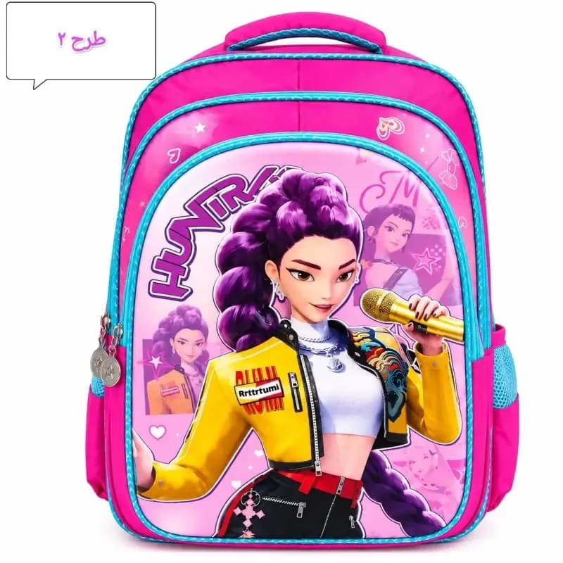 کوله پشتی مدرسه طرح شکارچیان شیاطین کی پاپ K-Pop Demon Hunters فایبر نانو ابعاد 38x28x18 سانتی متر — تصویر ۹