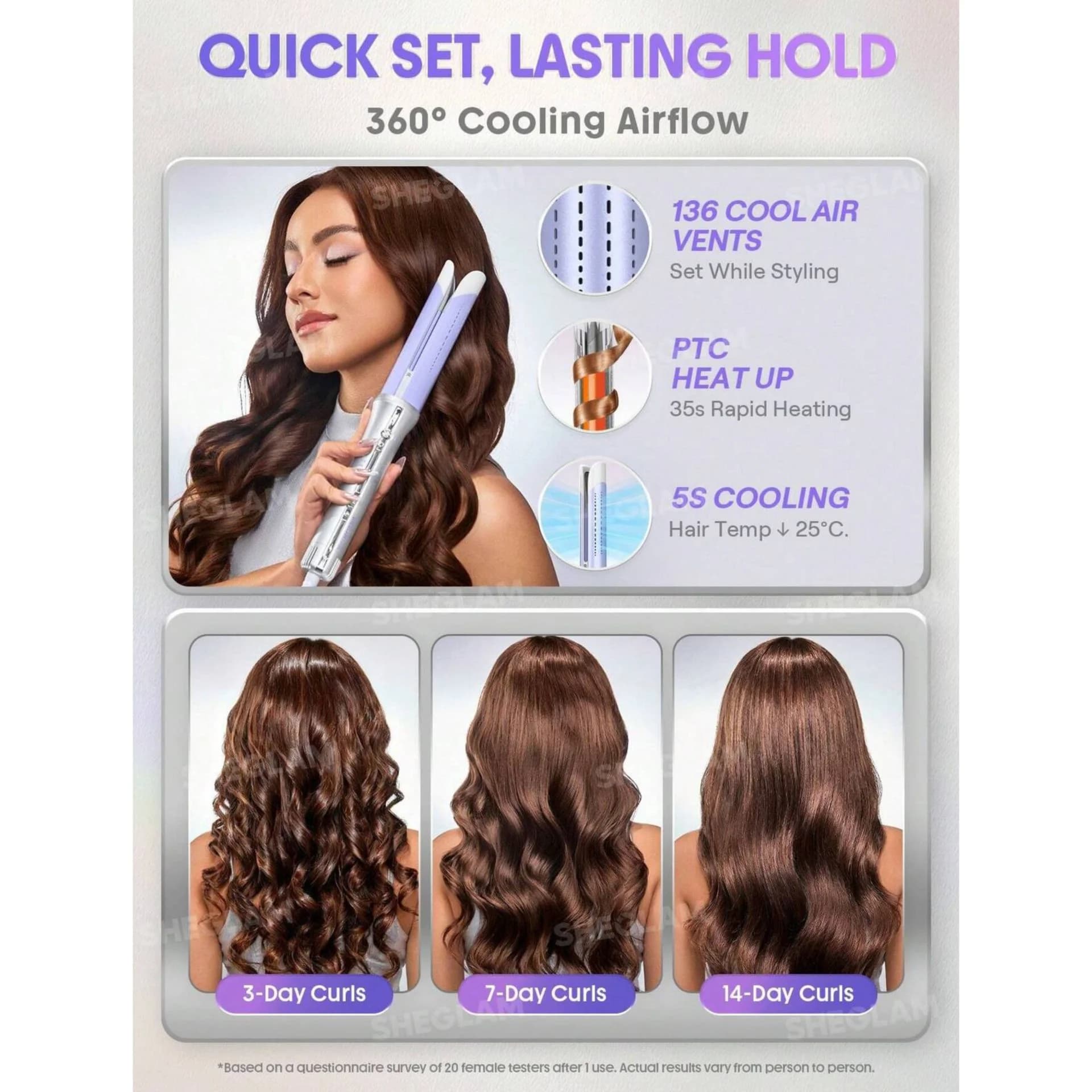کرلی استایلر ایر فلو بنفش شیگلم مدل پرو چرخشی Airflow Curly Styler Pro — تصویر ۵