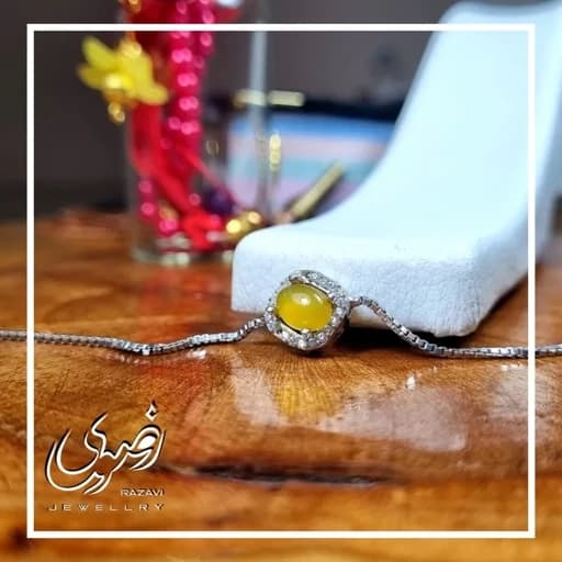 دستبند نقره زنانه طرح ریحان با نگین شرف الشمس — تصویر ۹