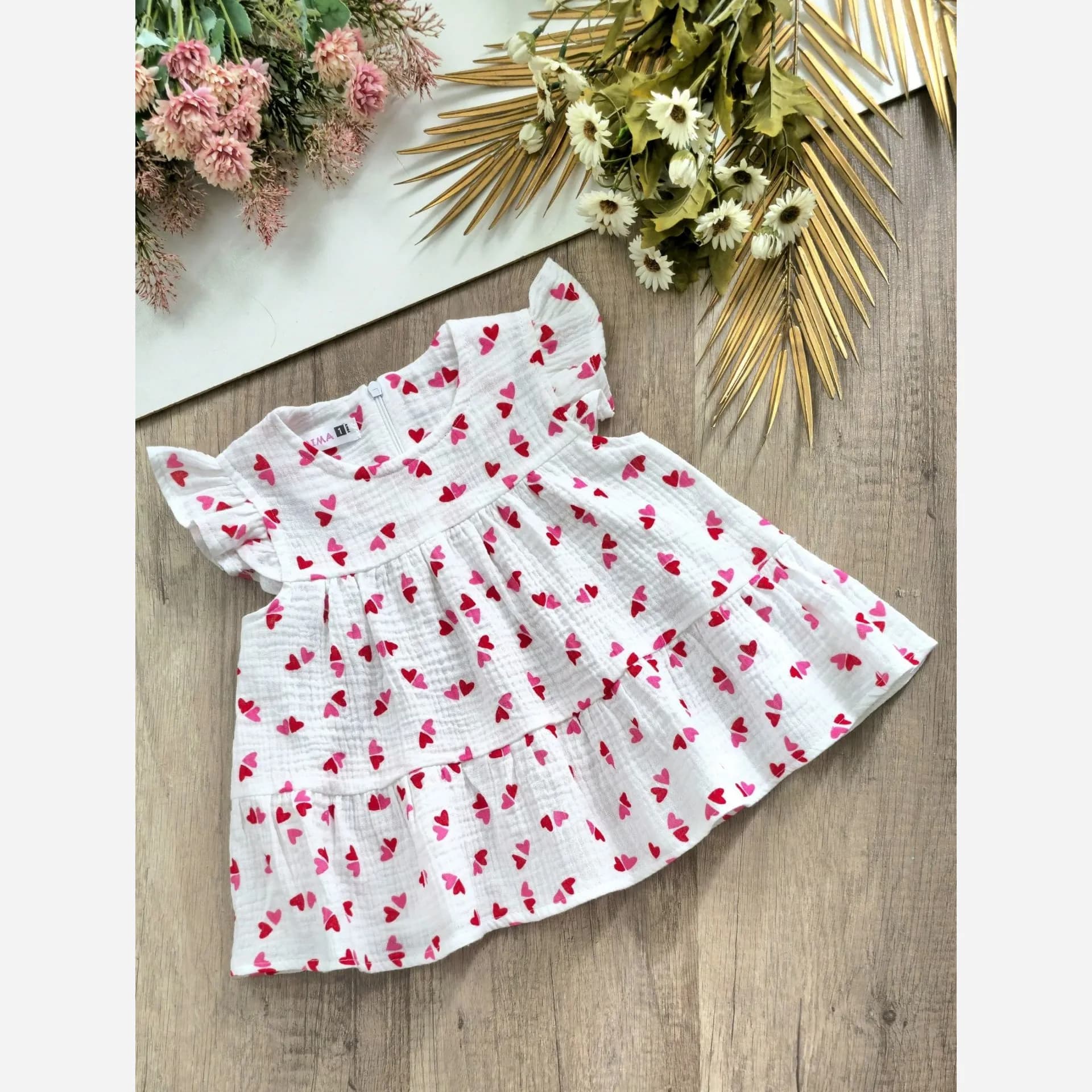 سارافون دخترانه موسلین خنک و لطیف سایز 12 تا 36 ماه — تصویر ۹
