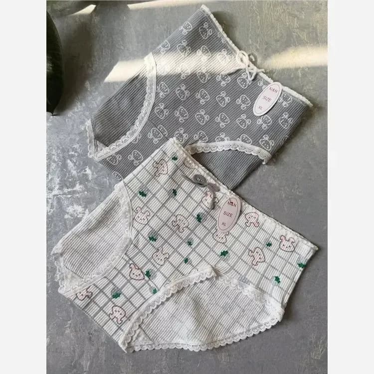 پک 5 تایی شورت زنانه عروسکی نخی کبریتی طرح خرگوش سایز ایکس لارج — تصویر ۱۰