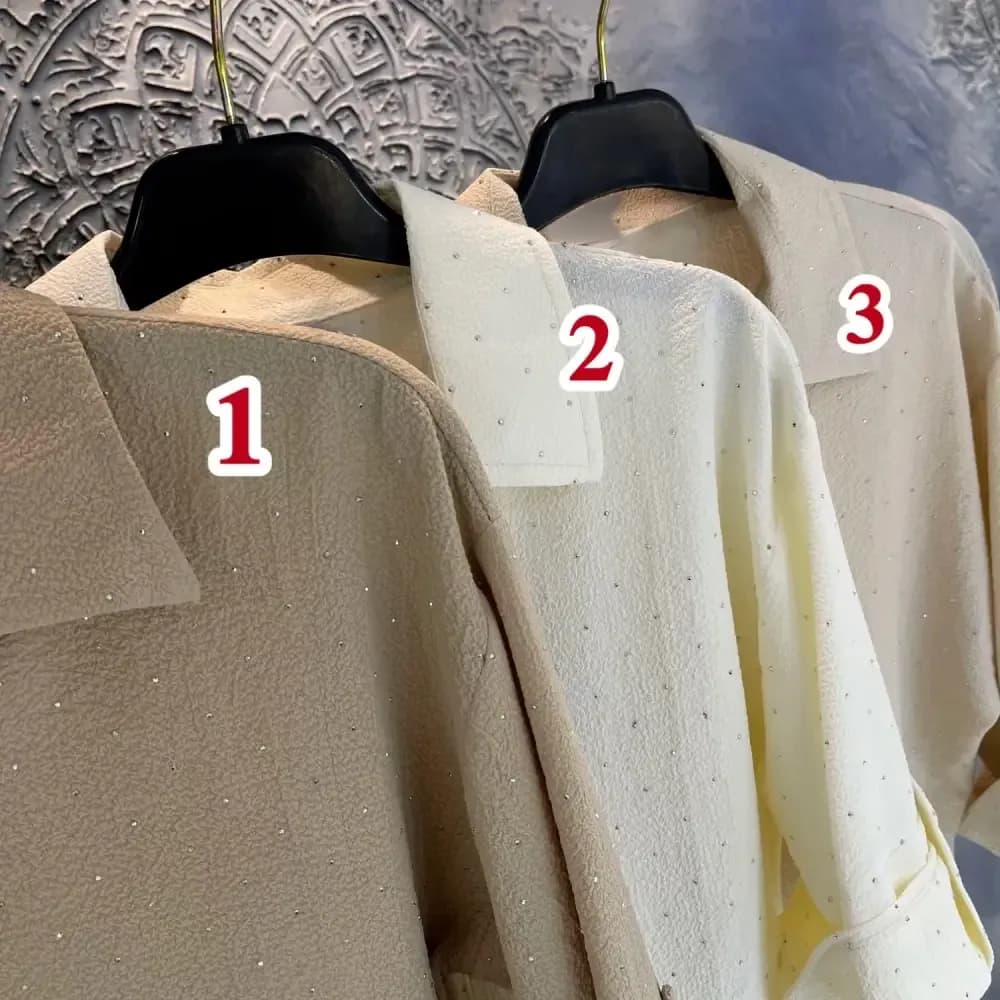 شومیز دخترانه تابستانه نگین دار آستین دکمه دار — تصویر ۱۲
