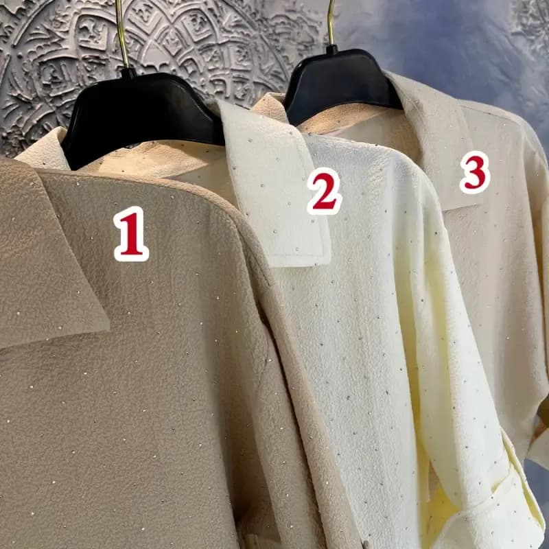 شومیز دخترانه تابستانه نگین دار آستین دکمه دار — تصویر ۷