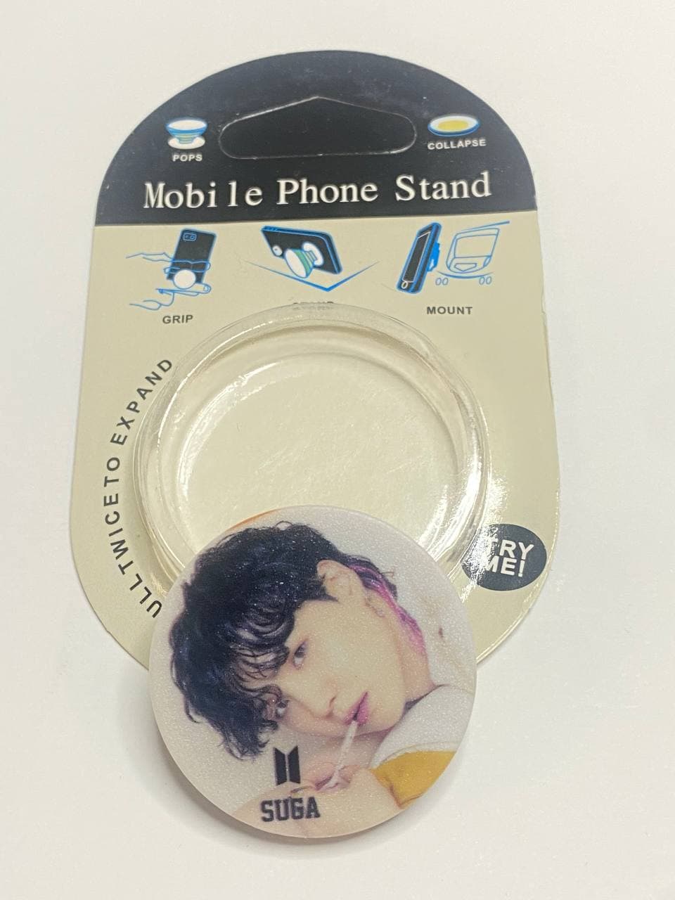 پاپ سوکت بی تی اس شوگا | نگهدارنده موبایل BTS طرح suga — تصویر ۲