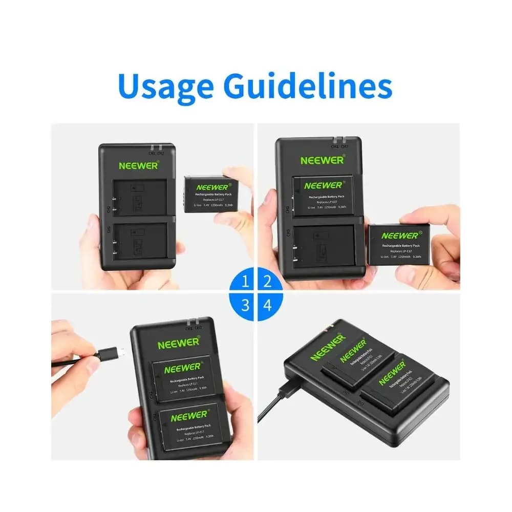 شارژر و باتری دوربین Neewer 2-Pack LP-E17 Batttery Charger for Canon — تصویر ۸