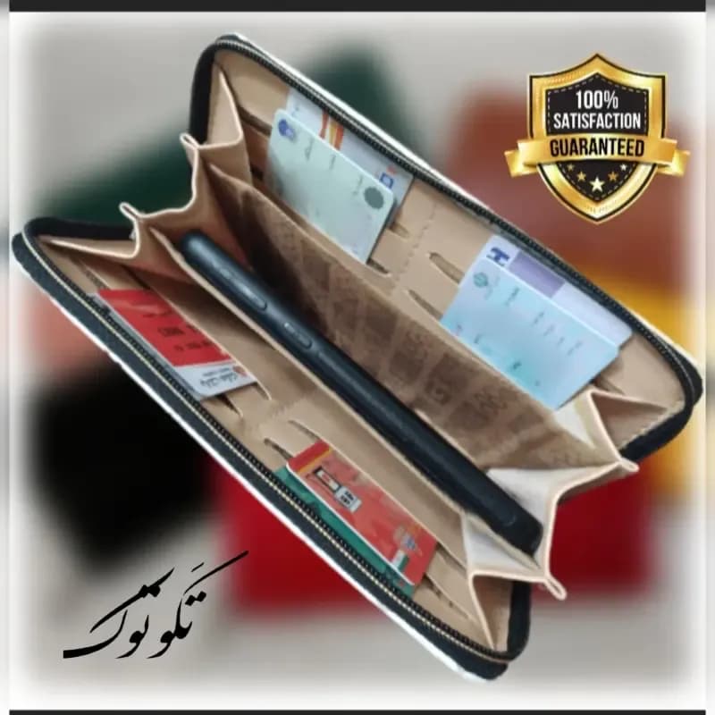 کیف پول و کیف موبایل چرم زنانه مدل چنل ابعاد 21 در 11 سانتیمتر — تصویر ۴