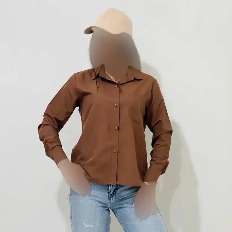 شومیز بیسیک زنانه کد 1147 یقه مردانه آستین بلند بنددار نخی یونیسکس سایزبزرگ — تصویر ۱۱