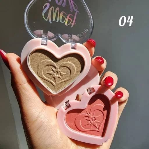 پالت دوکاره رژگونه و هایلایتر قلبی هدی موجی Sweet Love — تصویر ۴