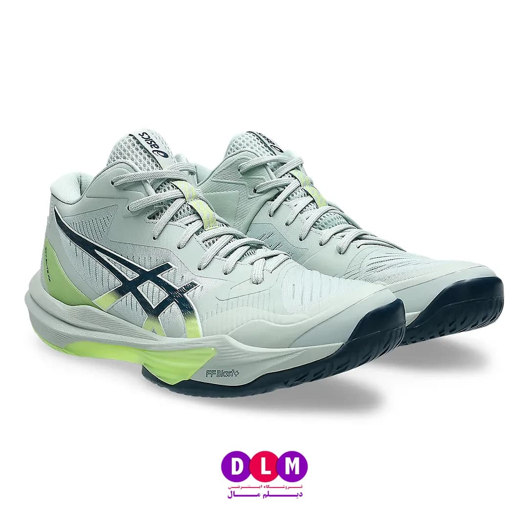 کفش والیبال اسکای الیت 3 – ASICS Sky Elite 3 رنگ سفید طوسی سبز — تصویر ۹