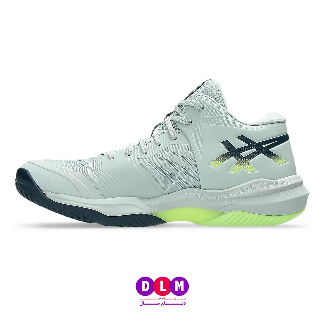 کفش والیبال اسکای الیت 3 – ASICS Sky Elite 3 رنگ سفید طوسی سبز — تصویر ۱۱