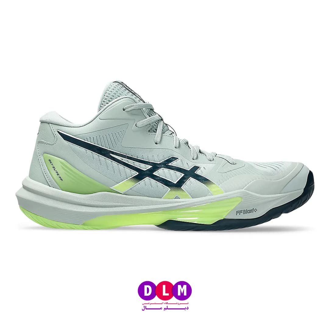 کفش والیبال اسکای الیت 3 – ASICS Sky Elite 3 رنگ سفید طوسی سبز — تصویر ۱۰