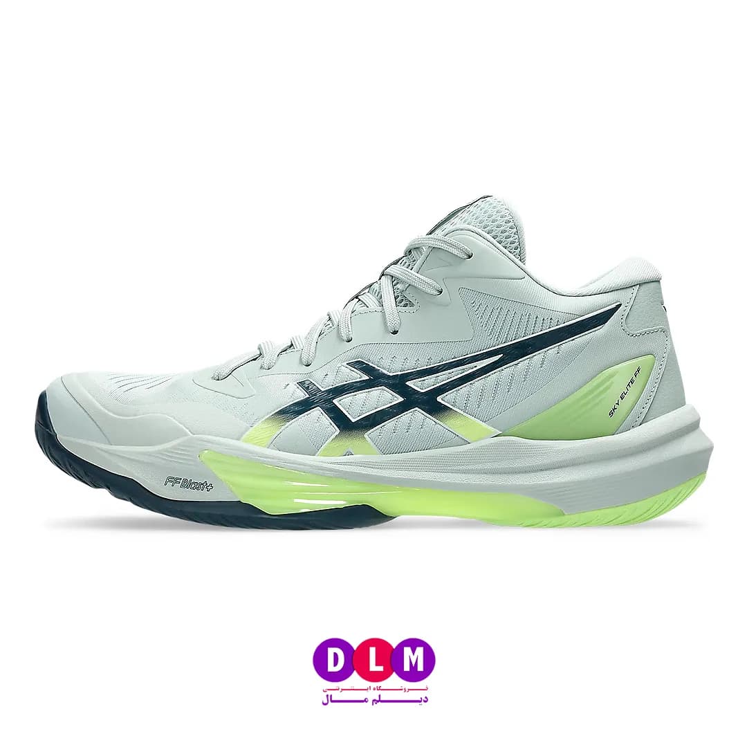 کفش والیبال اسکای الیت 3 – ASICS Sky Elite 3 رنگ سفید طوسی سبز — تصویر ۱۲