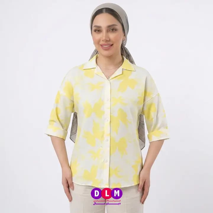 شومیز طرح پروانه فریسایز | بلوز زنانه مجلسی با آستین سهچهارم — تصویر ۴