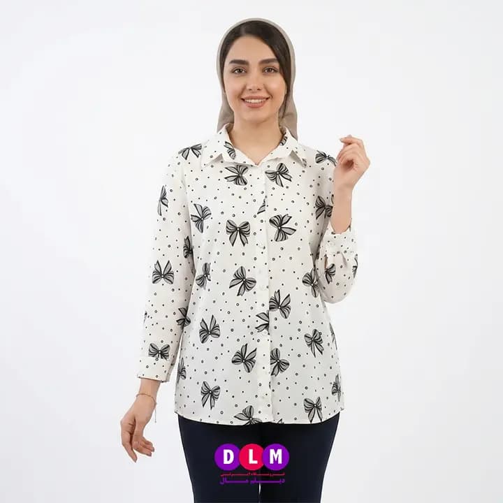 شومیز زنانه خنک طرح پاپیونی فری سایز — تصویر ۲
