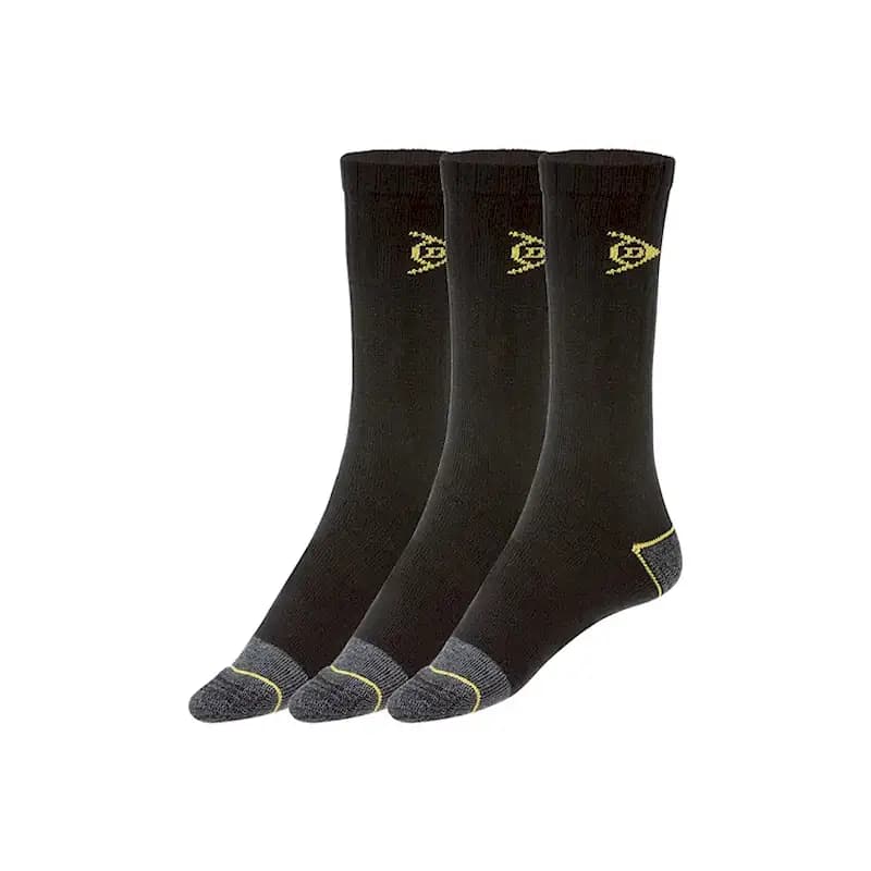 پک سه عددی جوراب مردانه مشکی زرد ساق بلند کوهنوردی -کار سایز 39-42 و 43-46 دانلوپ dunlop آلمان 393788