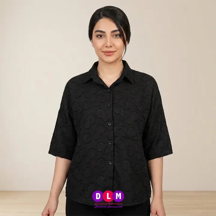 شومیز نخی طرح برجسته زنانه | آستین سهربع و فریسایز | مناسب برای استایل روزمره و مجلسی — تصویر ۱۰